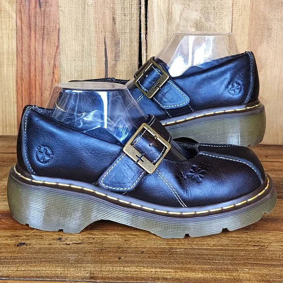 Dr. Martens Rare Flower Embossed Chunky Platform Mary Jane - Picture 4 of 13